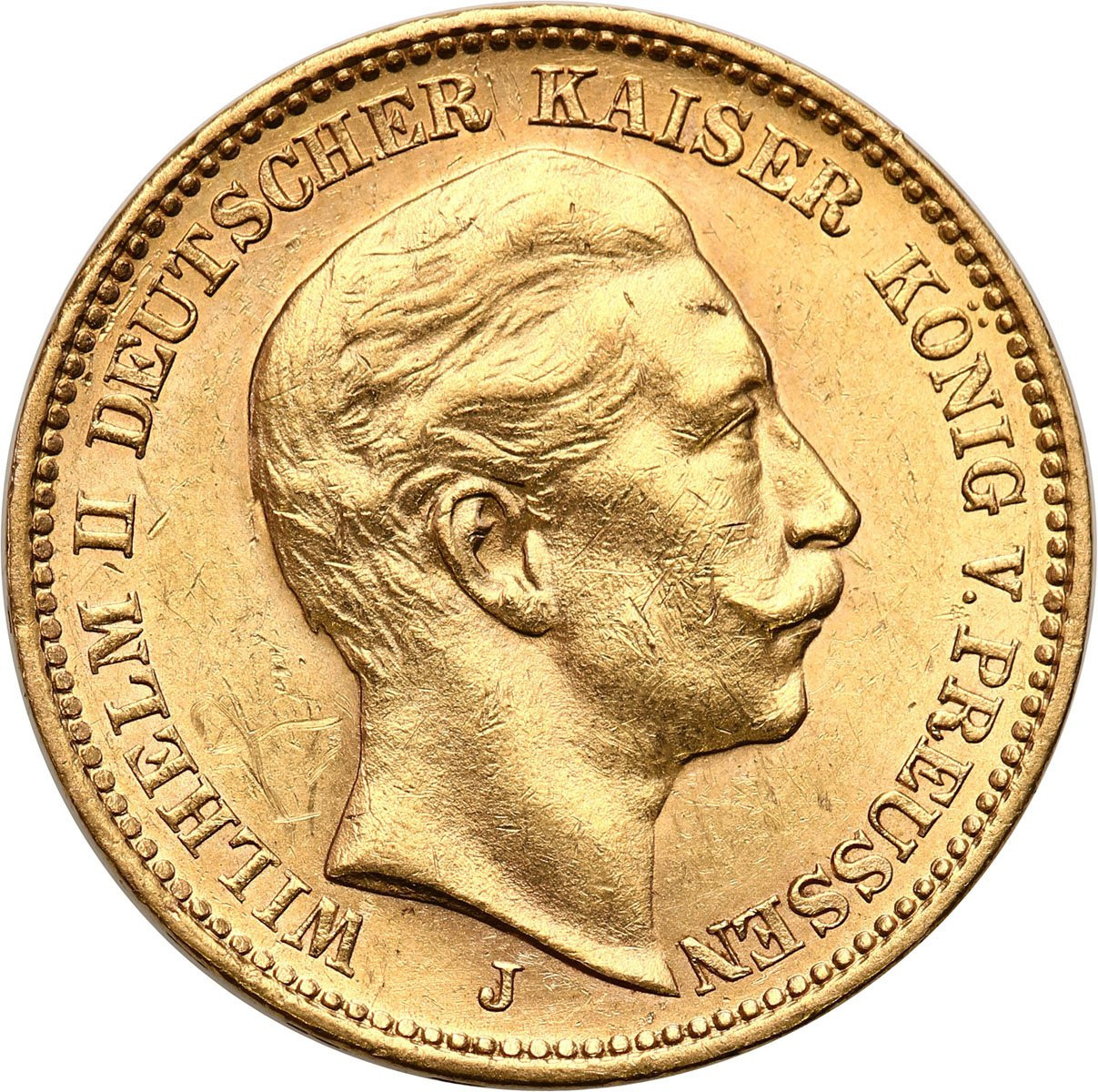 Niemcy, Prusy. Wilhelm II. 20 Marek 1910 J, Hamburg - RZADSZE